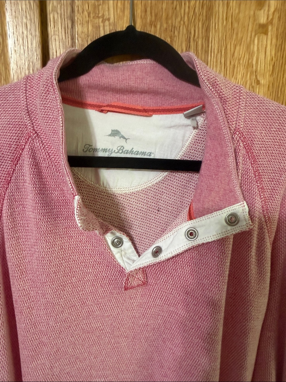 Tommy Bahama Pink Button-Placket Knit Pullover